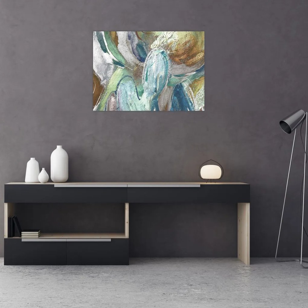 Üveg kép - Absztrakt figurás festészet (70x50 cm)