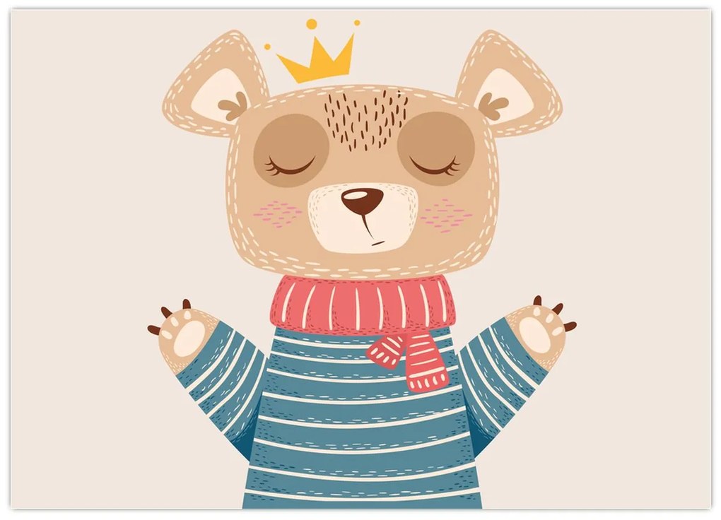 Kép - Bézs mackó koronával (70x50 cm)