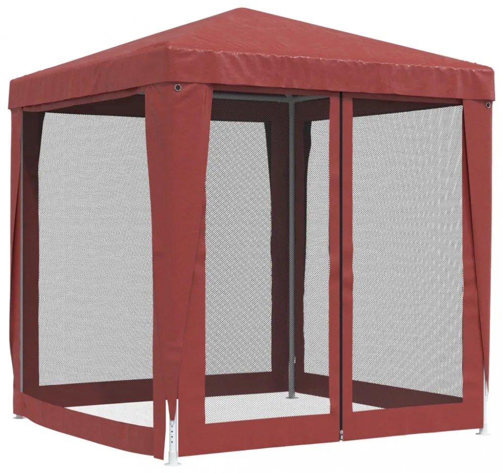 piros HDPE rendezvénysátor 4 hálós oldalfallal 2 x 2 m