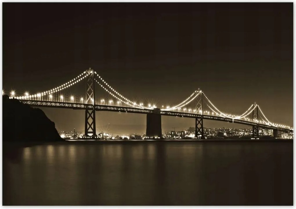 Poszterek 100x70 Híd az éjszakában szépia