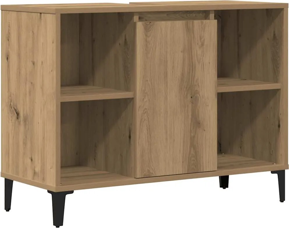 vidaXL kézműves tölgy színű szerelt fa mosdószekrény 80 x 33 x 60 cm