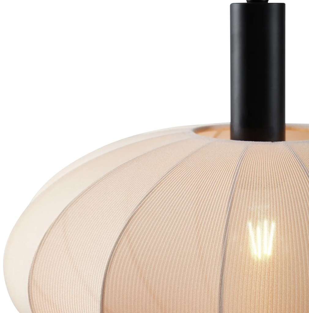 Japandi függőlámpa fekete barna szövetbúrával, 3 ágú - Bida