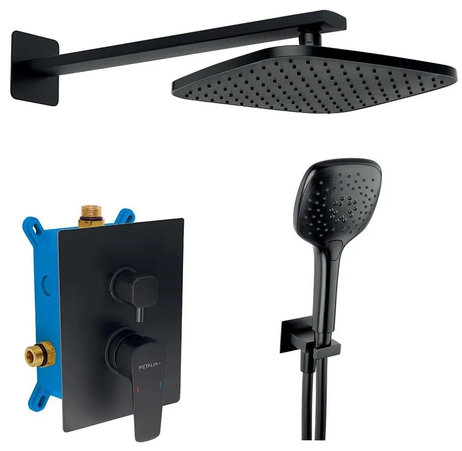 Novaservis - Zuhanykészlet rejtett csappal METALIA ECO matt fekete