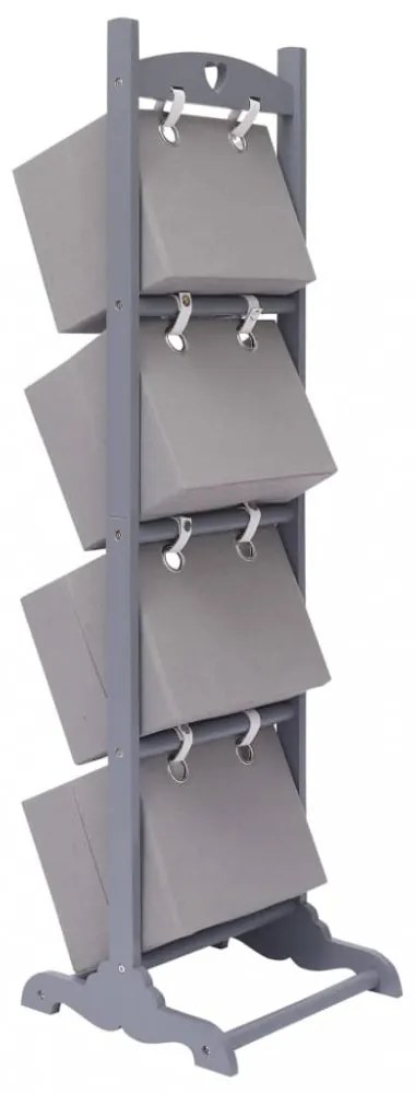 4 szintes sötétszürke fa kosárállvány 35 x 35 x 125 cm