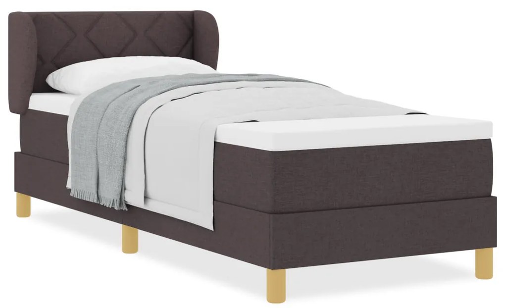 Box Spring Ágy matraccal - Sötétbarna, 80x200 cm, Szövet