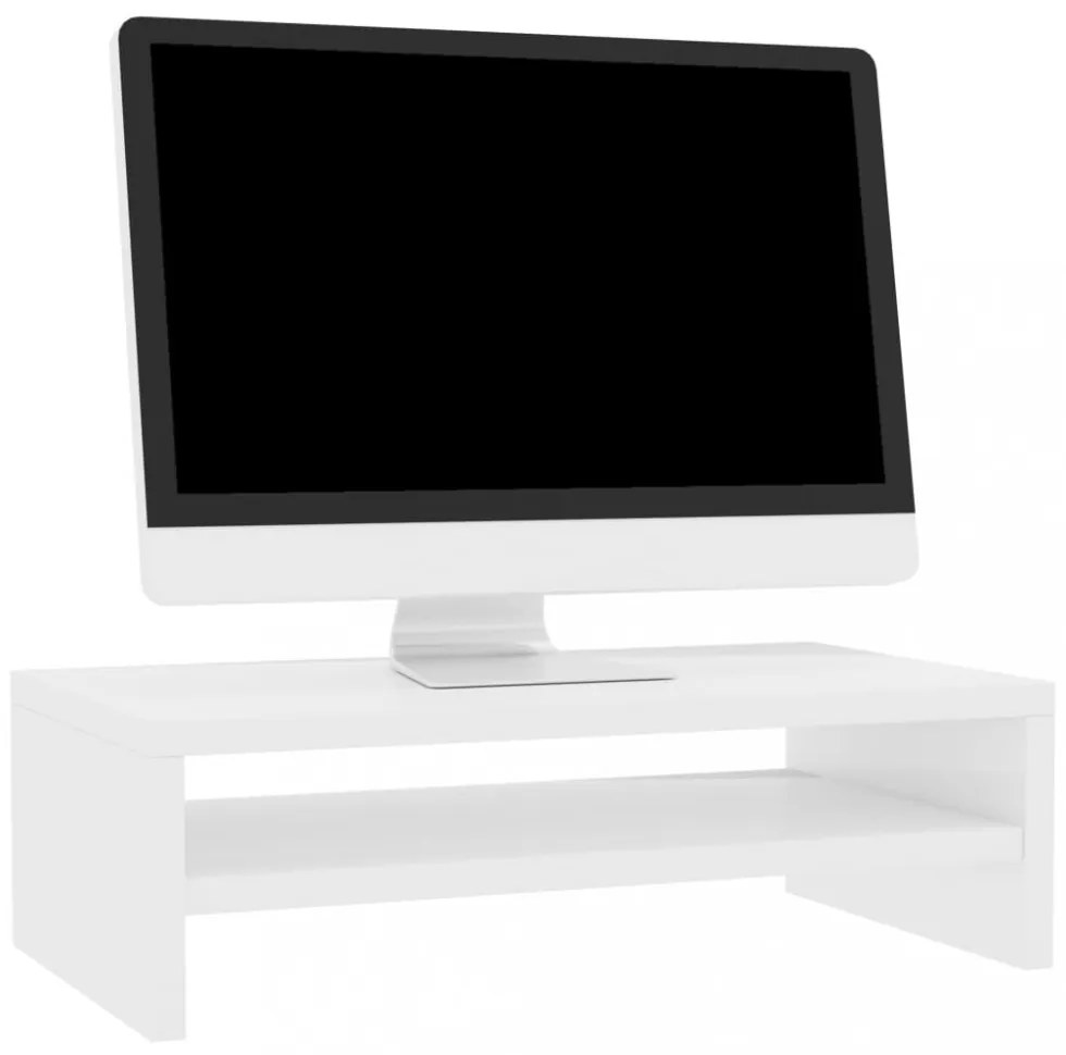 magasfényű fehér szerelt fa monitorállvány 42 x 24 x 13 cm