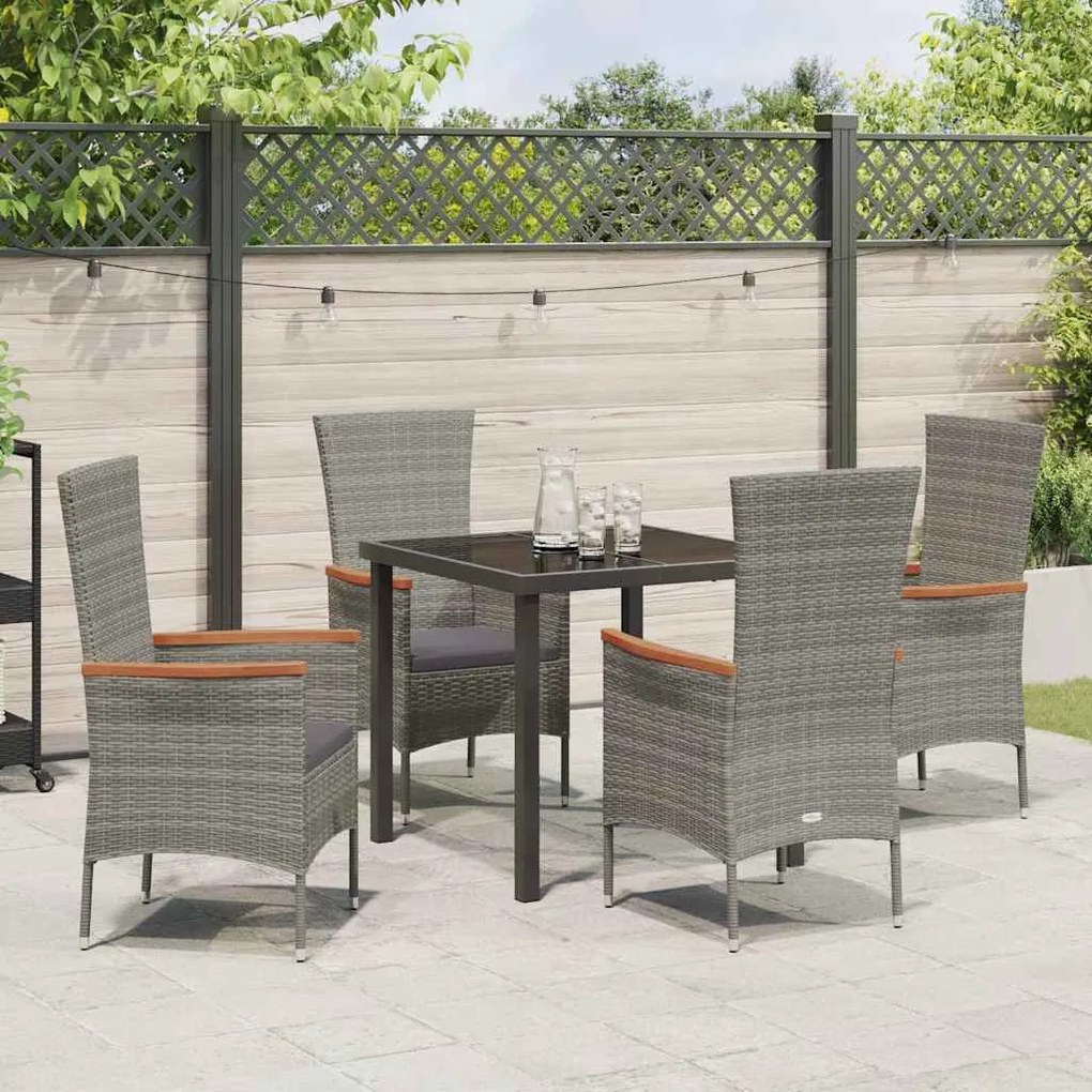 Kert étkező szett párnával 5 pcs Szürke Poli rattan