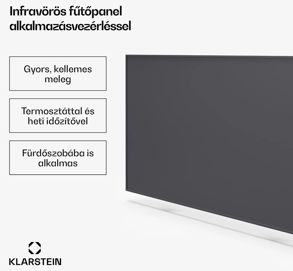 Klarstein Wonderwall Smart Infravörös hősugárzó, 60 x 120cm, Applikáció, 770 W, Heti időzítő, IP24