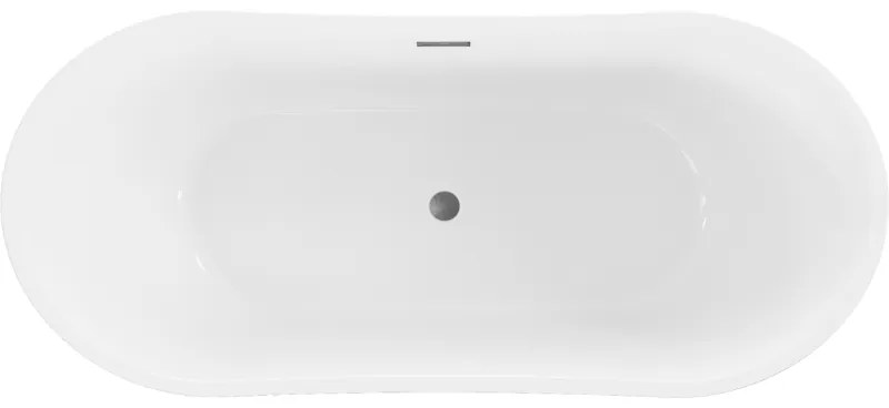 Mexen Montana, szabadon álló kád 150 x 75 cm, fehér-fekete, grafit túlfolyó, 52011507575-66