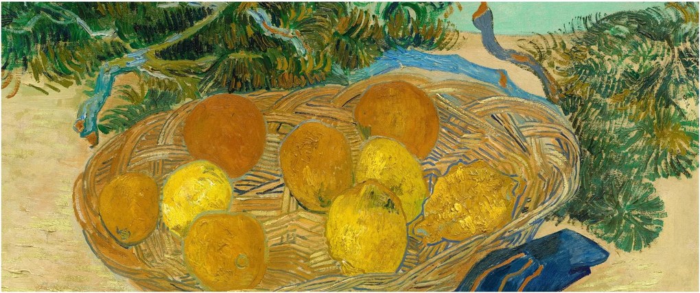 Kép - Vincent van Gogh, Still Life of Oranges and Lemons with Blue Gloves, reprodukciók (120x50 cm)