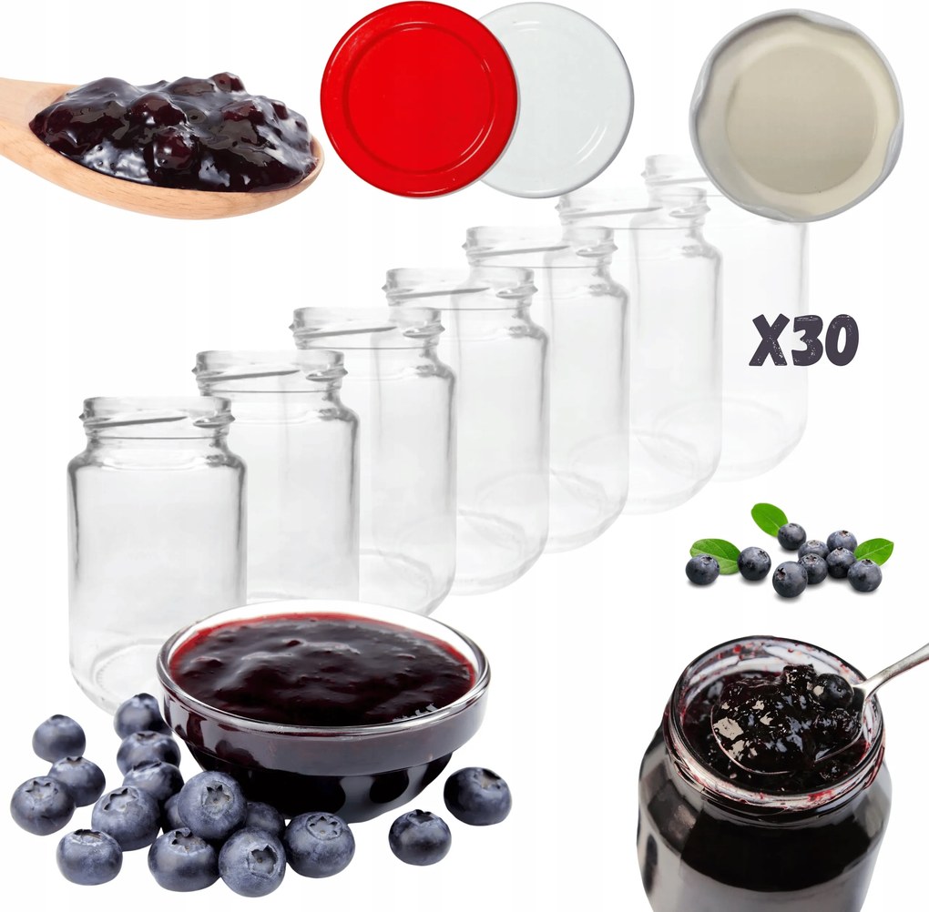 Befőttes üvegek 190ml 30x Szett Fedéllel lekvár fűszerek desszert 53mm