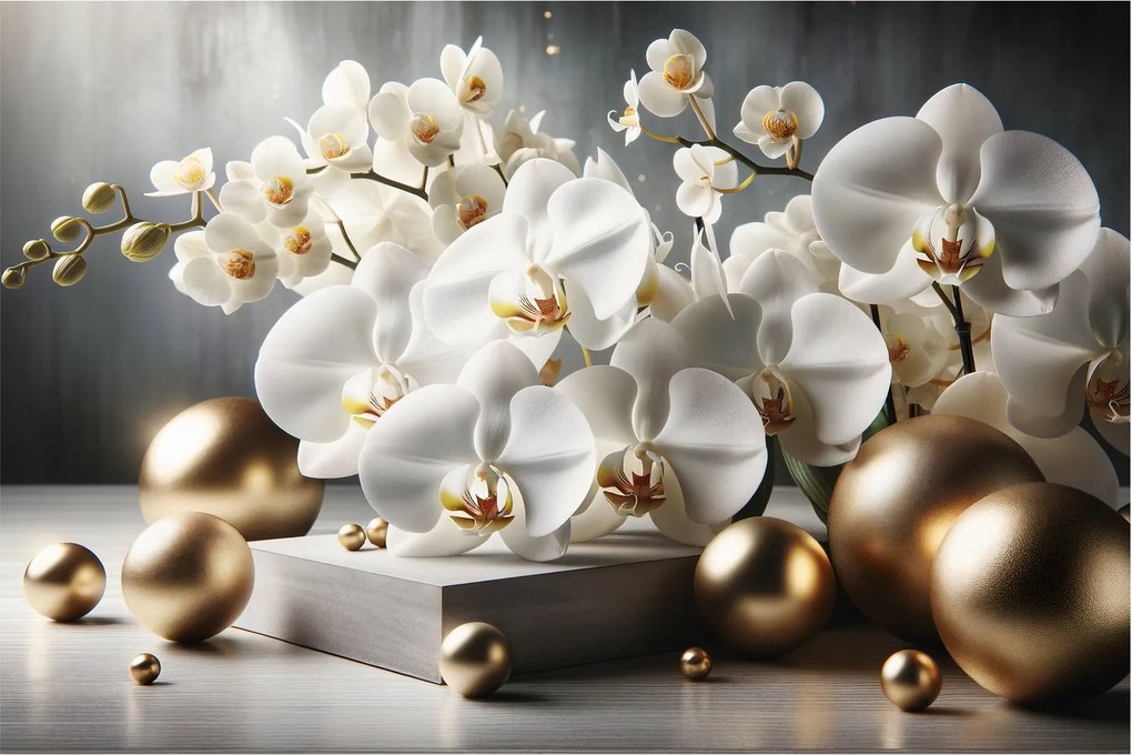 Kép - Orchidea és aranygolyók (90x60 cm)