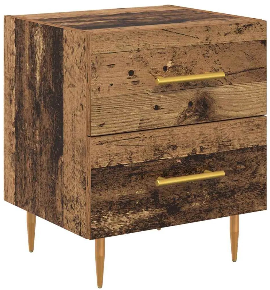 vidaXL Éjjeliszekrény fiókkal 2 pcs Öreg fa 40 x 35 x 47,5 cm Faanyag