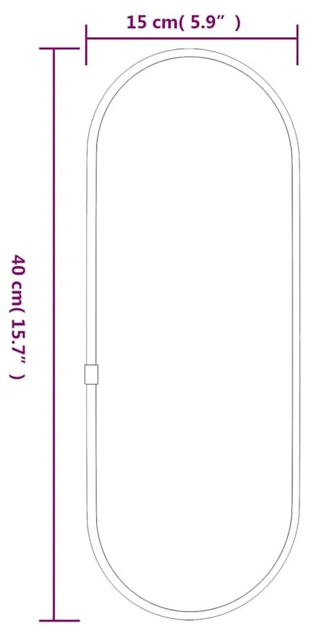 fekete ovális falitükör 40x15 cm