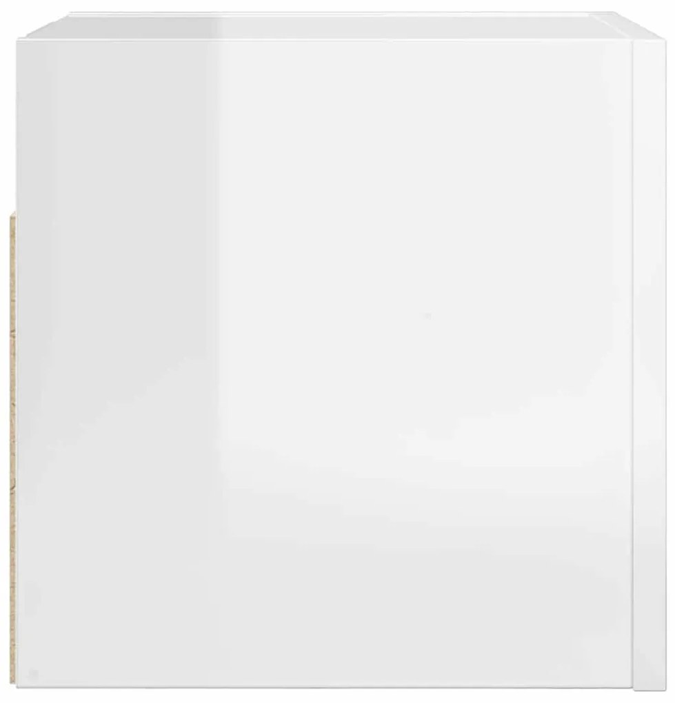 2 db magasfényű fehér falra szerelhető TV-szekrény 30,5x30x30cm