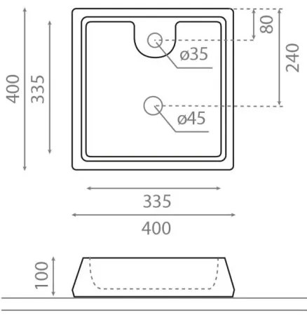 Bathco 4003 - GALICIA ráültethető mosdó 40x40 cm porcelán/fehér