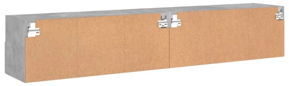 2 db betonszürke szerelt fa fali TV-szekrény 80 x 30 x 30 cm