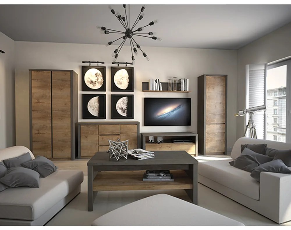 Falipolc, tölgy lefkas sötét/smooth szürke, MONTANA W1