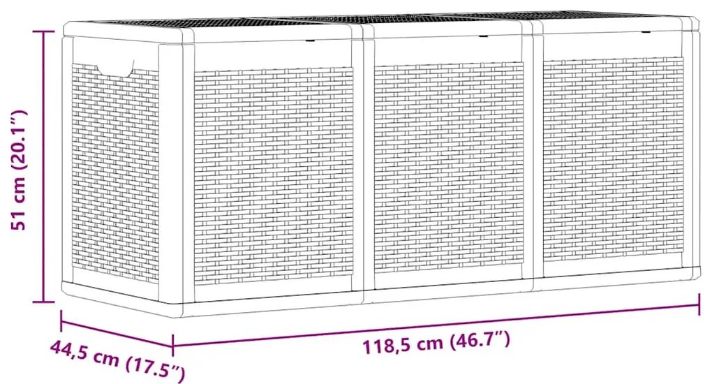 szürke PP rattan kerti tárolóláda 270 L