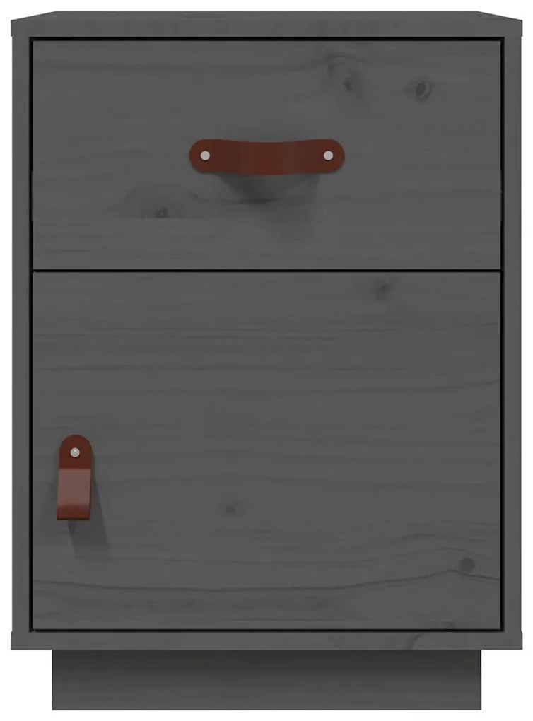 Szürke tömör fenyőfa éjjeliszekrény 40 x 34 x 55 cm