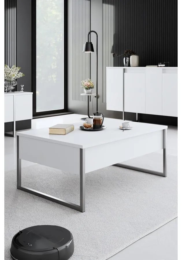 Dohányzóasztal Luxe - White, Silver
