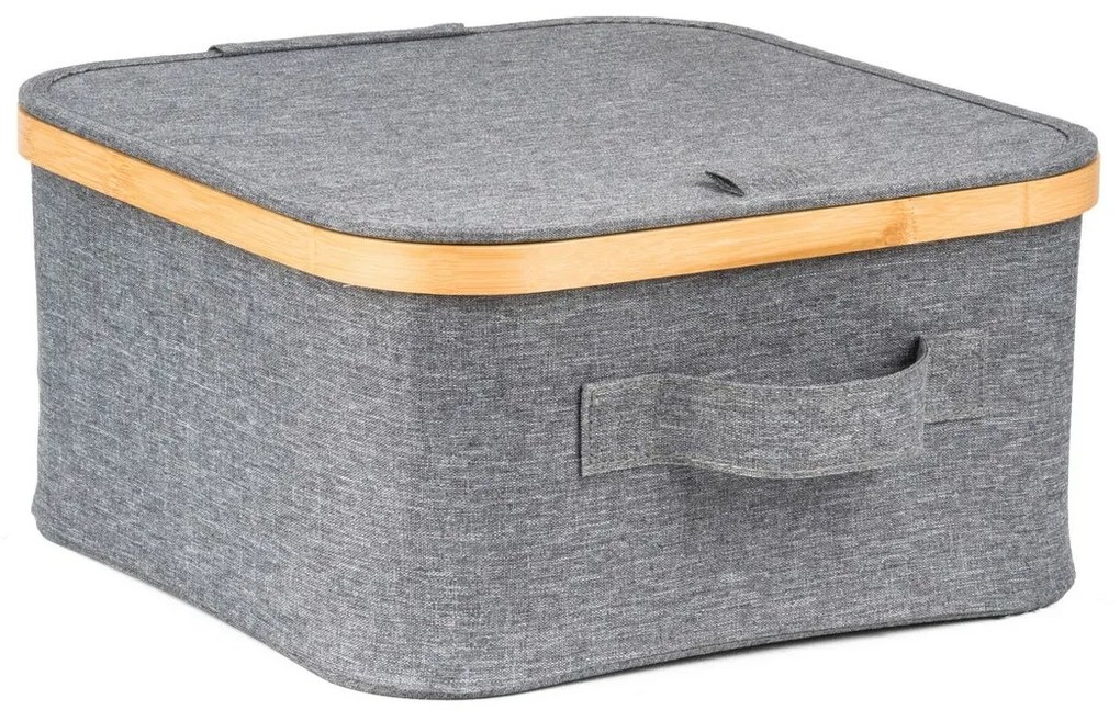 G21 tárolódoboz 30 x 30 x 15 cm, bambusz, fedéllel, szürke