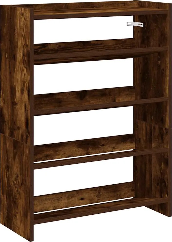vidaXL füstös tölgy színű szerelt fa cipőtartó 60x25x81 cm