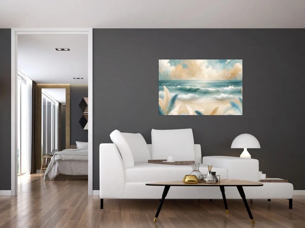 Kép – Festett strand lágy színekben (90x60 cm)