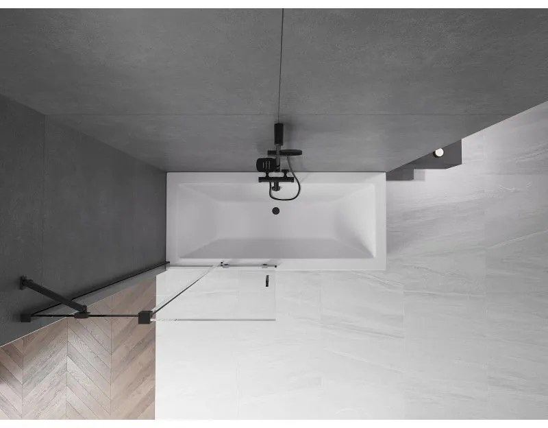 Mexen Velar, 2 szárnyas eltolható kádparaván 90 x 150 cm, 8mm átlátszó üveg, fekete matt, 896-090-000-01-70