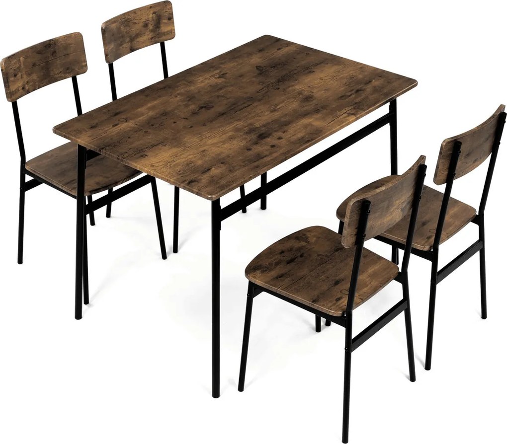 Étkezőgarnitúra 4 székkel 110 × 70 × 76 cm MDF öreg fa AUT-O2155 OLW