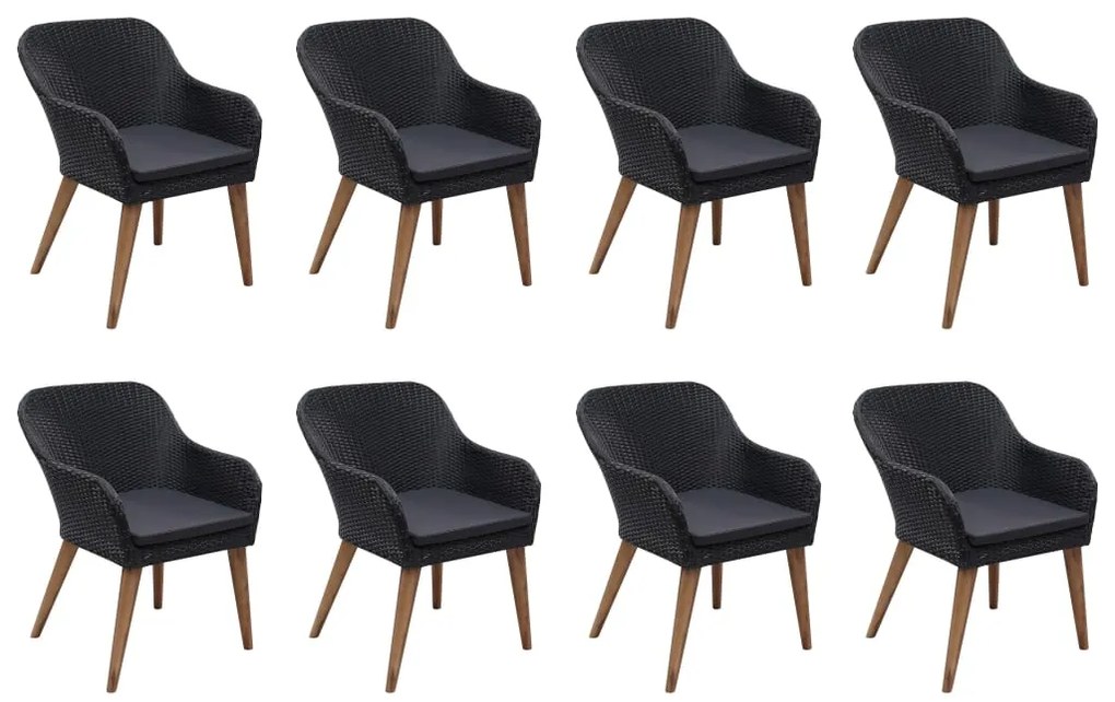 vidaXL 9 részes fekete kerti étkezőgarnitúra