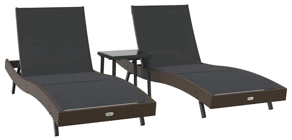 Napágyak 3 pcs Barna 40 x 40 x 40.5 cm polirattan