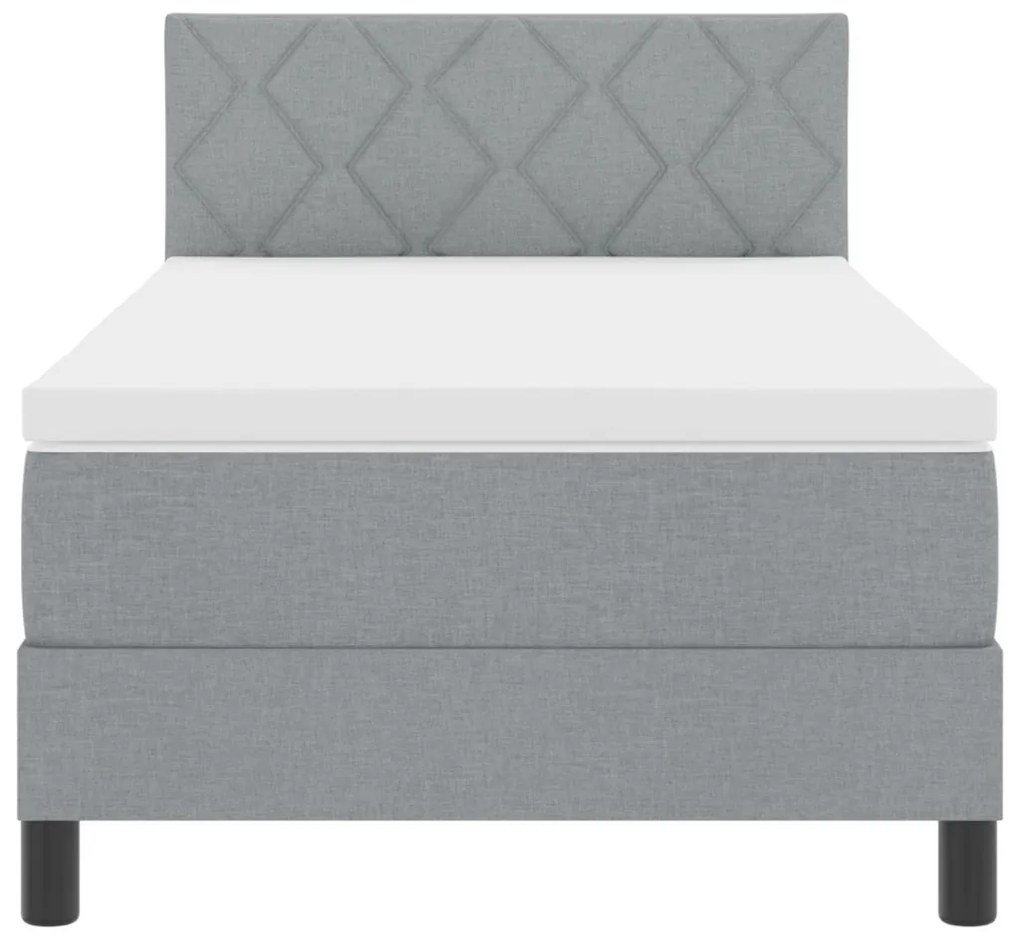 Boxspring ágy matraccal világosszürke 100x200 cm szövet