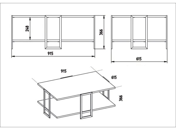Kávésasztal POLKA 36,6x91,5 cm arany/fehér