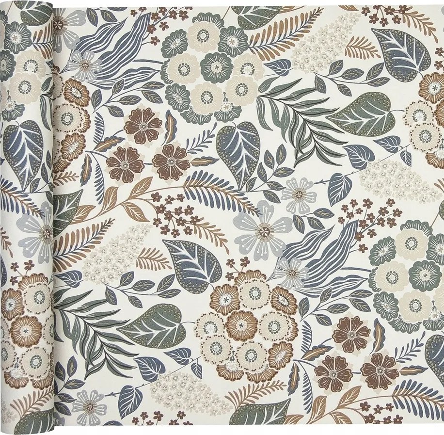 Skandináv vinil növényi motívum tapéta flizelin barna szürke