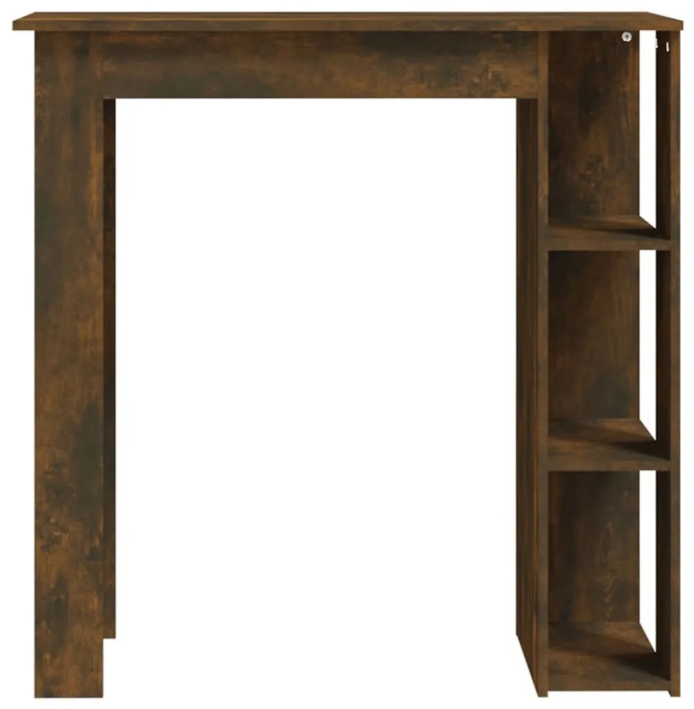 Füstös tölgy színű szerelt fa bárasztal polccal 102x50x103,5 cm