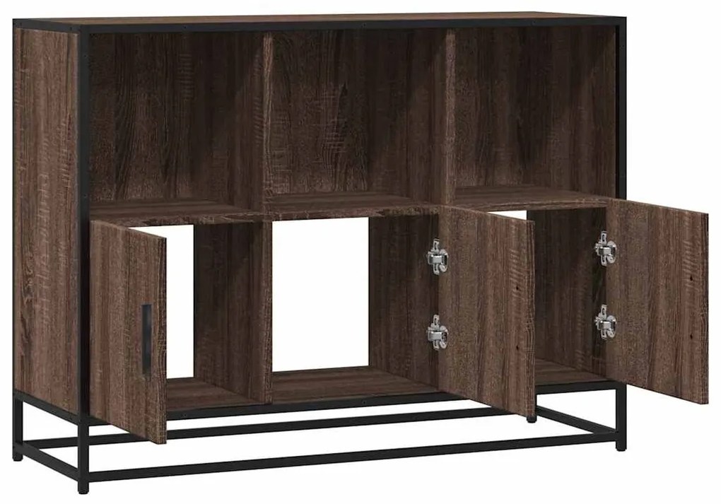barna tölgyszínű szerelt fa tálalószekrény 100x35x76 cm