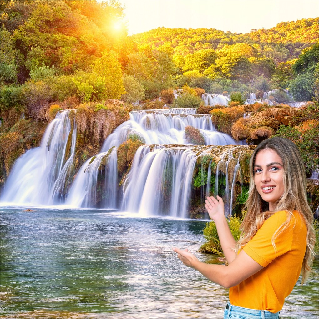 3D fotótapéta Nappali Hálószoba Vízesés Erdő Természet Tájkép 588x280 WLNK01F