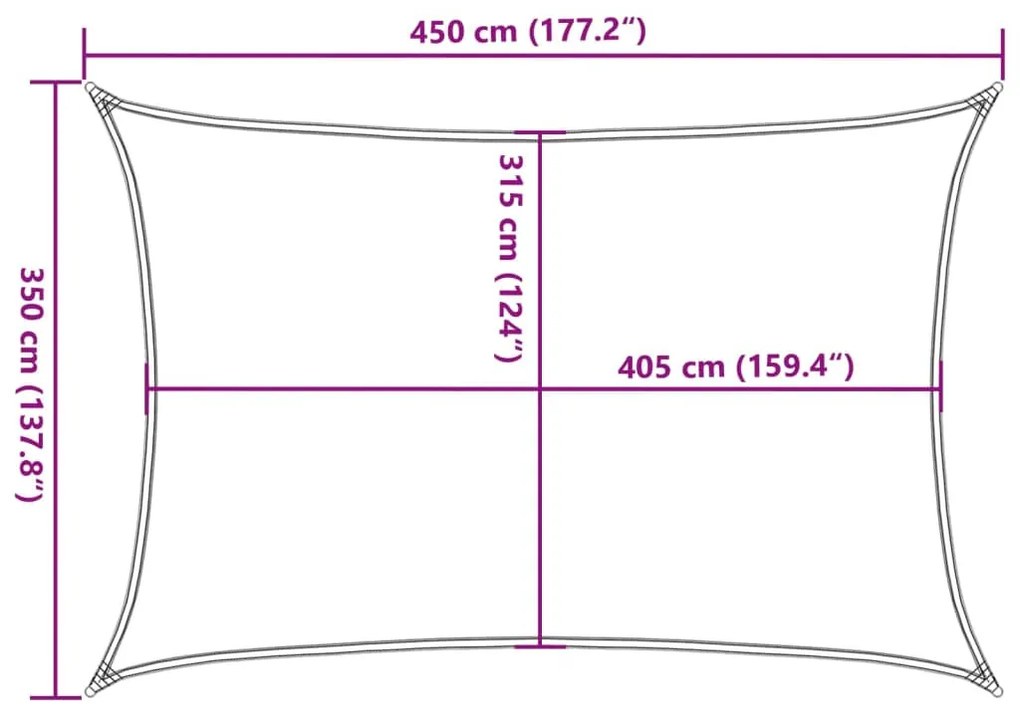 krémszínű HDPE napvitorla 160 g/m² 3,5 x 4,5 m