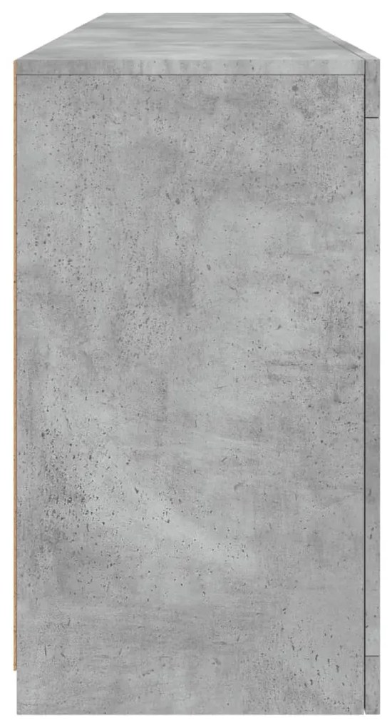 betonszürke tálalószekrény LED-világítással 164 x 37 x 67 cm