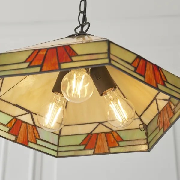 Endon 111989 - Tiffany NEVADA láncos csillár 3xE27/10W/230V átm. 40 cm