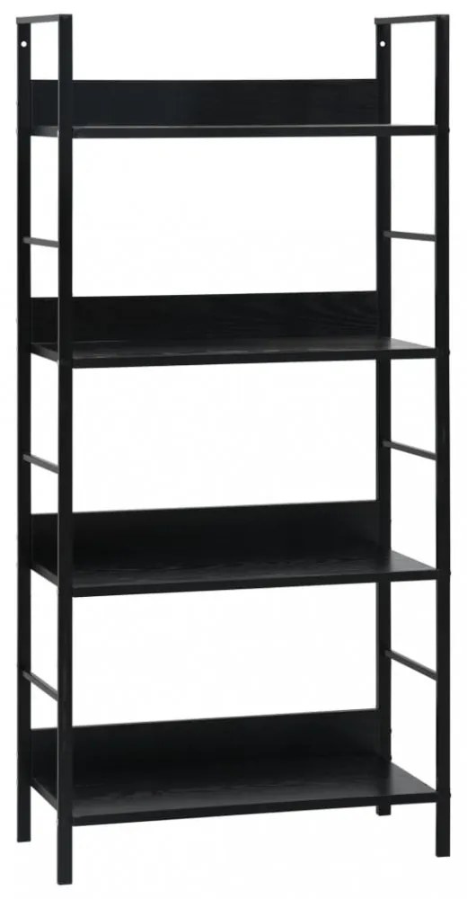 4 szintes fekete szerelt fa könyvespolc 60 x 27,6 x 124,5 cm