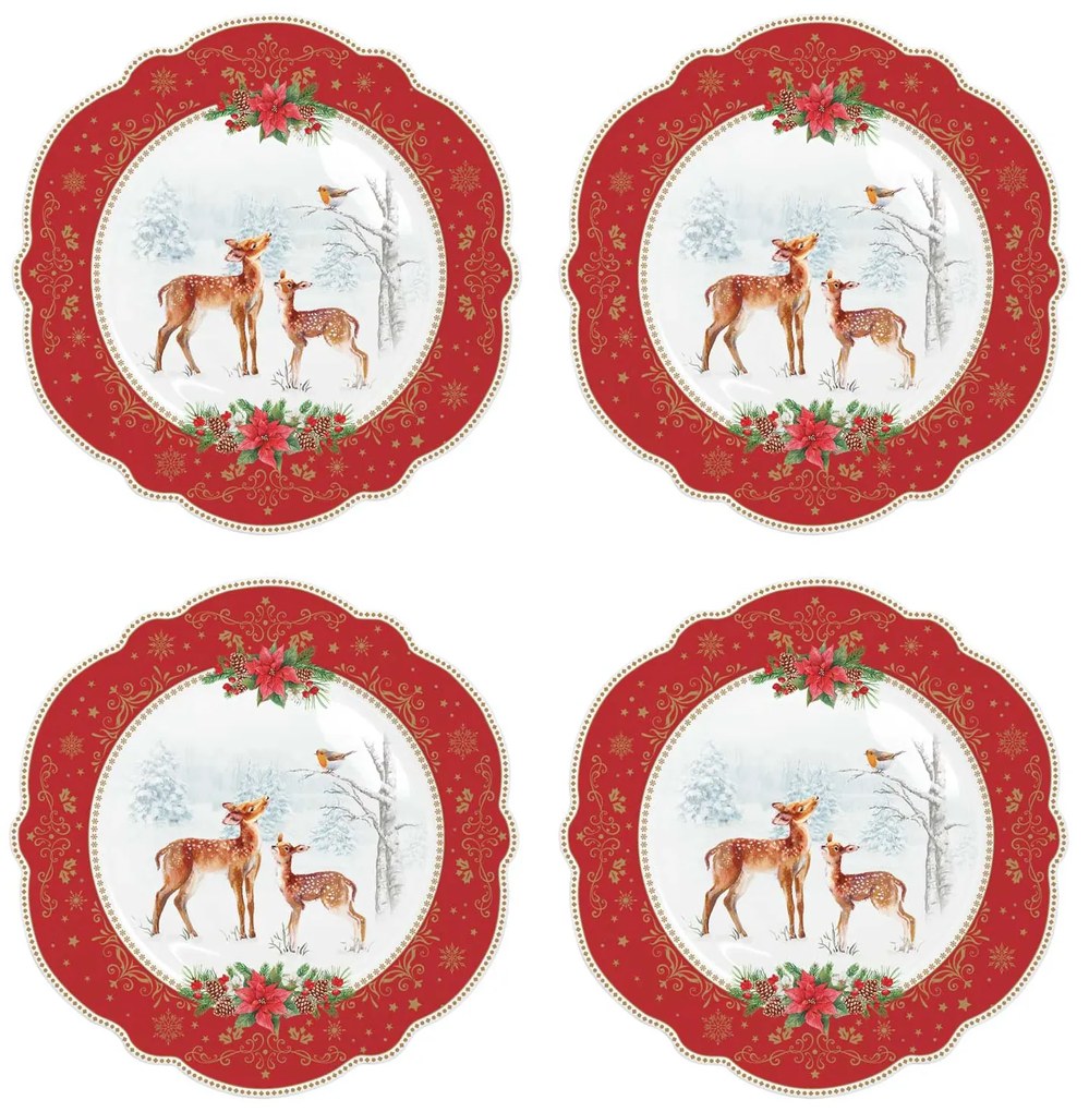 Karácsonyi porcelán desszertes tányér szett 4 db-os Christmas Melody