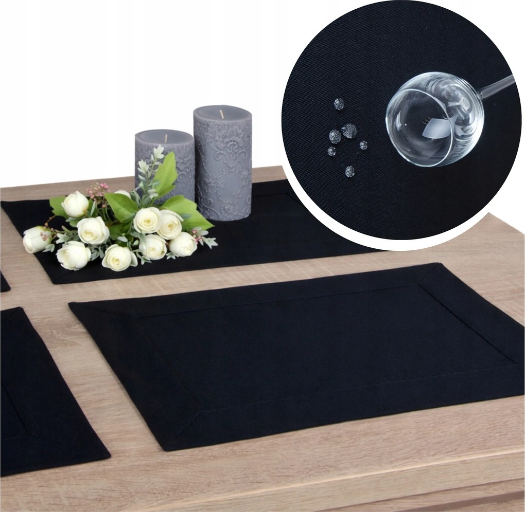 Asztali Alátét Fekete Panama 30x40 2 db Foltálló Tányéralátét