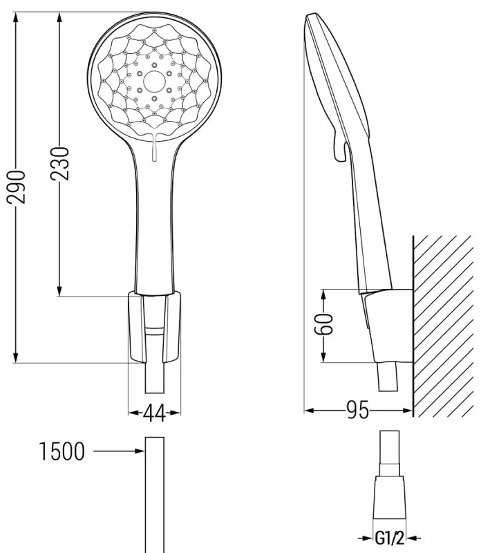 Mexen Sabre R74 kádcsaptelep zuhanygarnitúrával, króm - 7213R74-00