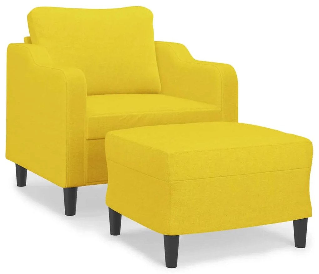 világossárga szövet kanapéfotel lábtartóval 60 cm