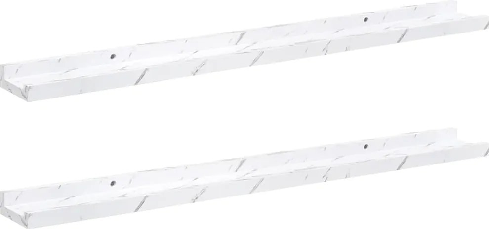 vidaXL Falpolc polcokkal 2 pcs Fehér márvány 80 x 9 x 3 cm Faanyag