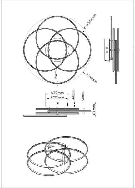 Globo 67355-55N -LED Mennyezeti lámpa KOMBOS LED/55W/230V átm. 51,5 cm matt króm