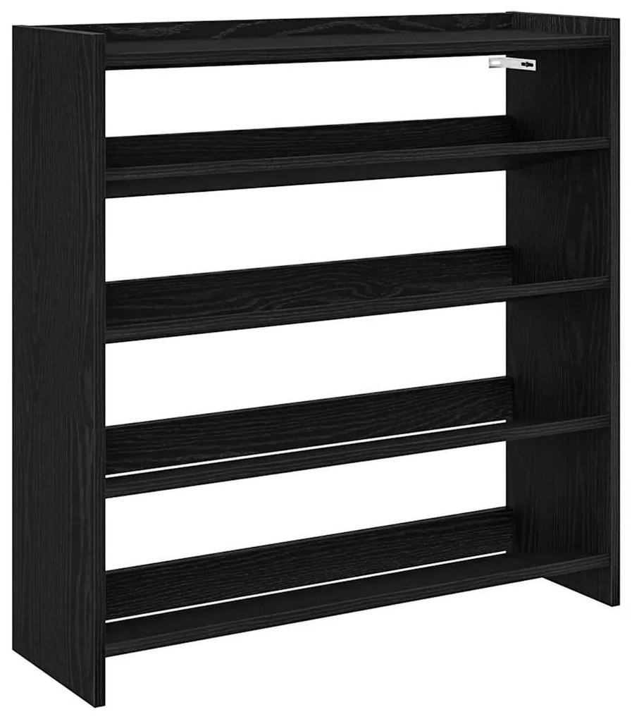 fekete szerelt fa cipőtároló szekrény 80x25x81 cm