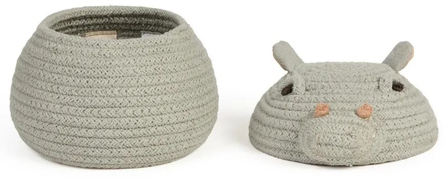 Világosszürke textil játéktároló kosár ø 15x15 cm Mini Henry the Hippo – Lorena Canals